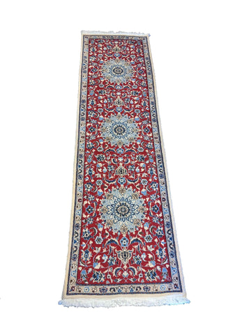 80 x 283 cm Nain silk and wool Traditional Red Rug - Rugoutlet