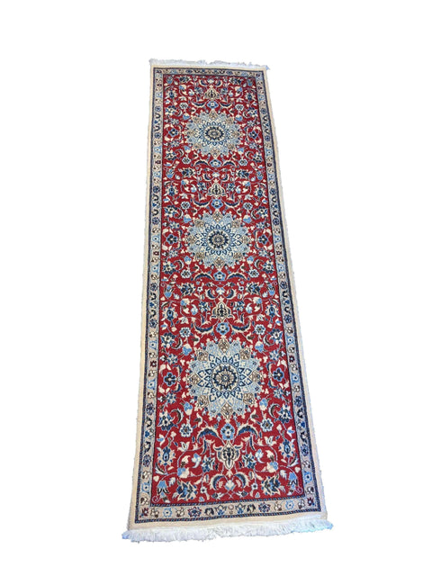 80 x 283 cm Nain silk and wool Traditional Red Rug - Rugoutlet