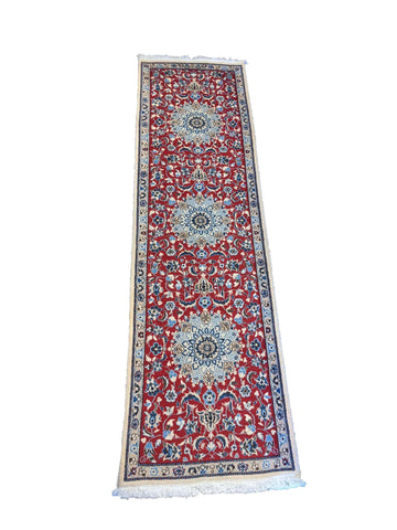 80 x 283 cm Nain silk and wool Traditional Red Rug - Rugoutlet