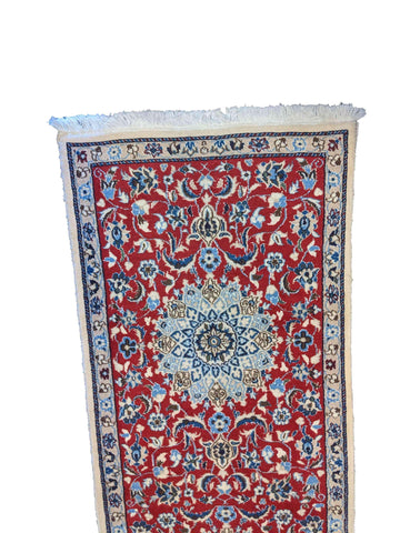 80 x 283 cm Nain silk and wool Traditional Red Rug - Rugoutlet