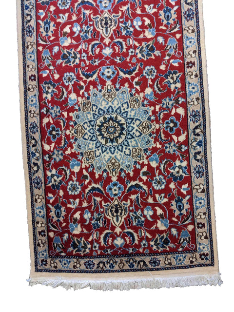 80 x 283 cm Nain silk and wool Traditional Red Rug - Rugoutlet