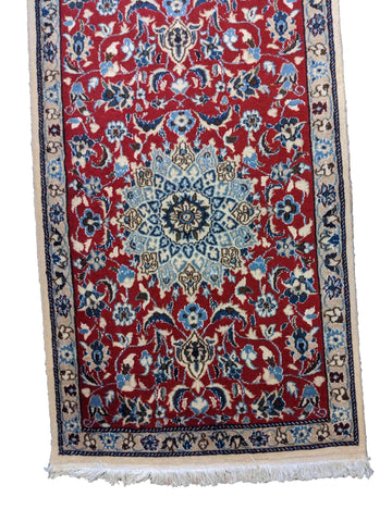 80 x 283 cm Nain silk and wool Traditional Red Rug - Rugoutlet