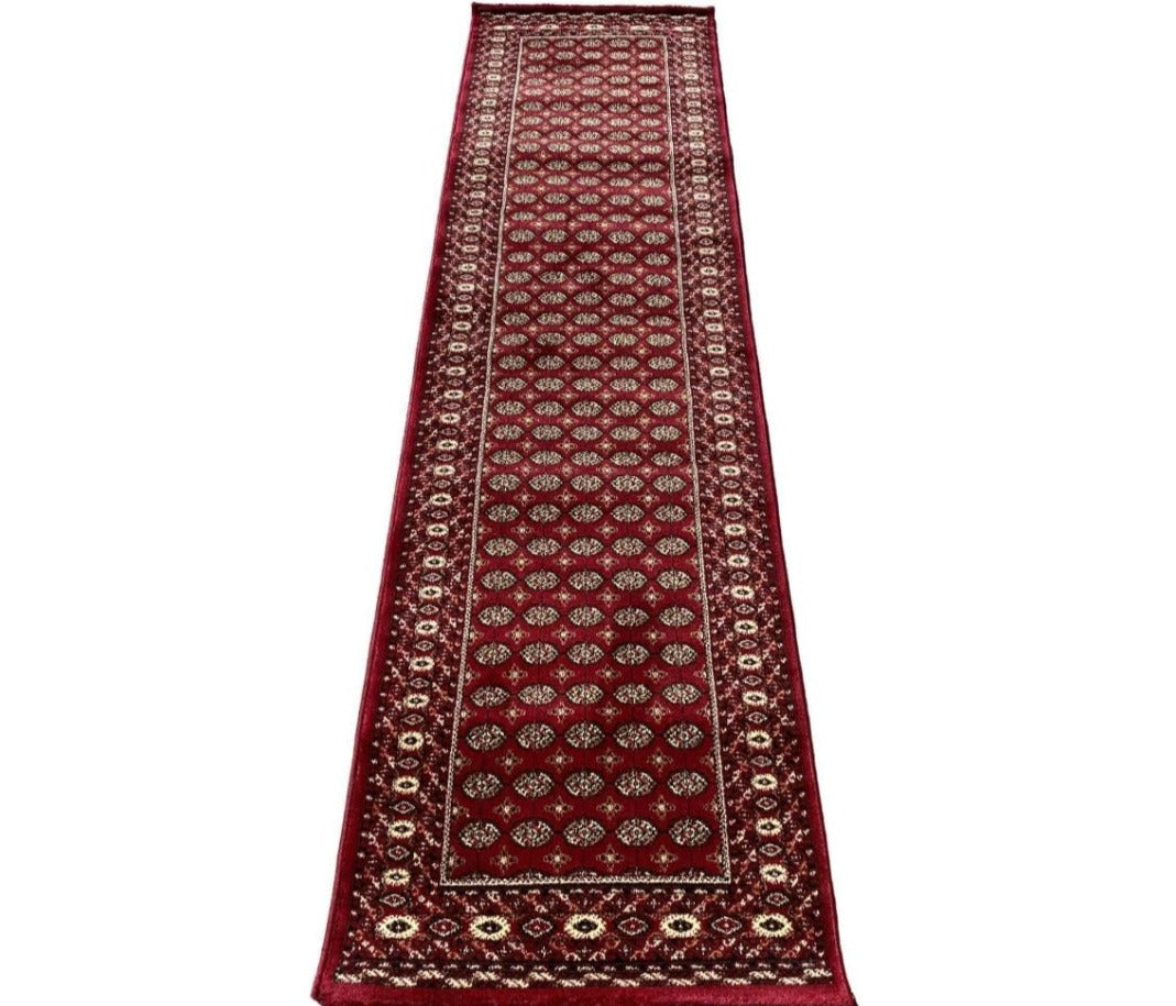 80 x 300 cm Bukhara Power loom Traditional Magenta Rug - Rugoutlet