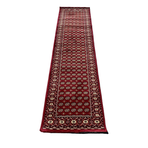 80 x 300 cm Bukhara Power loom Traditional Magenta Rug - Rugmaster