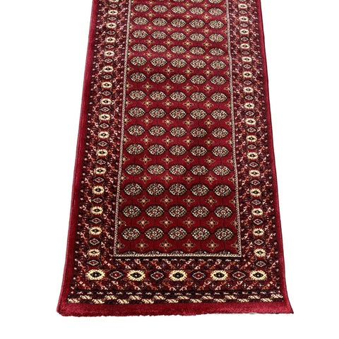 80 x 300 cm Bukhara Power loom Traditional Magenta Rug - Rugmaster