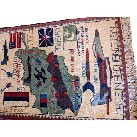80 x 40 cm War Tribal White Small Rug - Rugmaster