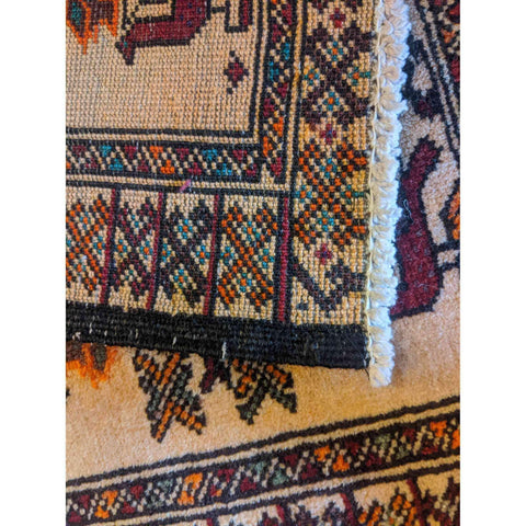 80 x 41 cm Persian Tribal Baluch Yellow Tribal White Small Rug - Rugmaster
