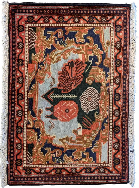 80 x 52 cm Persian Senneh Traditional Red Small Rug - Rugoutlet