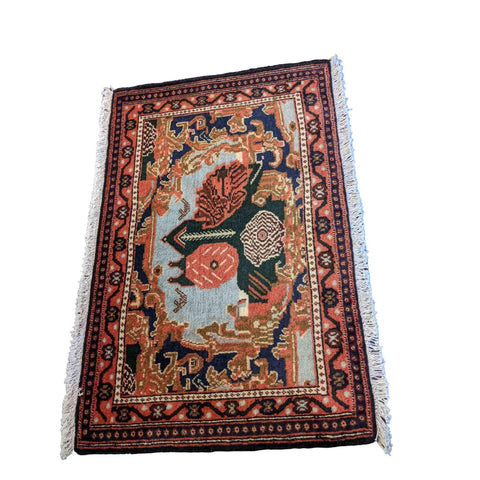 80 x 52 cm Persian Senneh Traditional Red Small Rug - Rugmaster