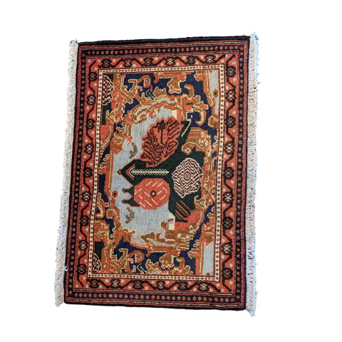 80 x 52 cm Persian Senneh Traditional Red Small Rug - Rugmaster