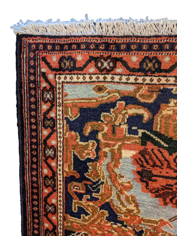 80 x 52 cm Persian Senneh Traditional Red Small Rug - Rugmaster