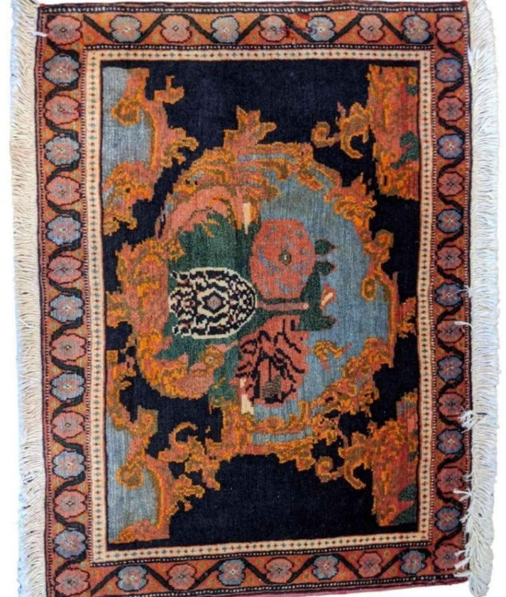 80 x 60 cm Senneh Traditional Orange Small Rug - Rugoutlet