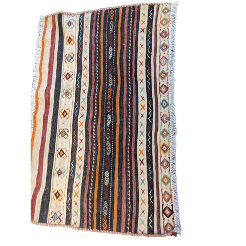 82 x 54 cm Baluch Sumak Tribal Black Small Rug - Rugmaster