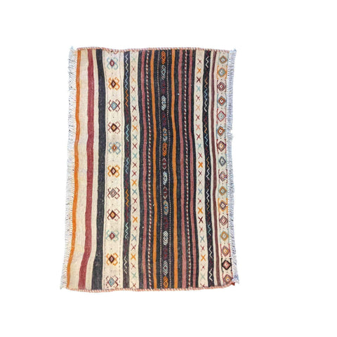 82 x 54 cm Baluch Sumak Tribal Black Small Rug - Rugmaster