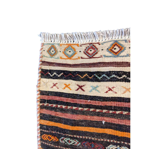 82 x 54 cm Baluch Sumak Tribal Black Small Rug - Rugmaster