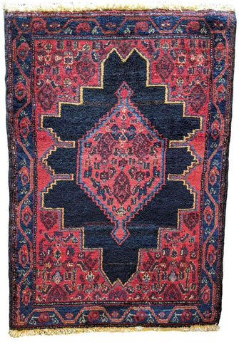 82 x 64 cm Persian Senneh Red Small Rug - Rugoutlet