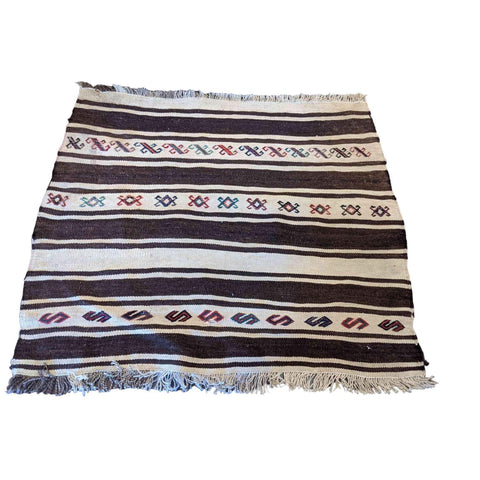 84 x 70 cm Baluch Sumak Tribal White Small Rug - Rugmaster