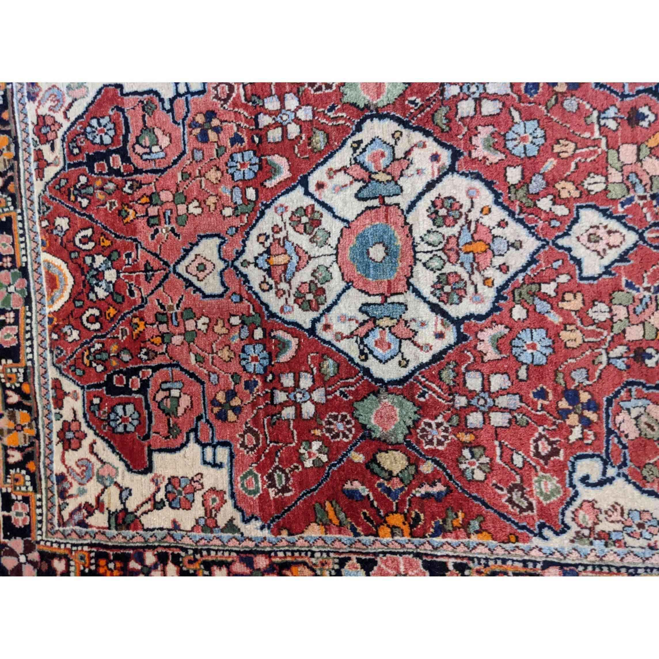 85 x 63 cm Old Persian Saruq Traditional Red Small Rug - Rugmaster