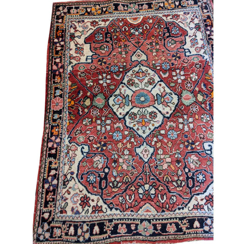 85 x 63 cm Old Persian Saruq Traditional Red Small Rug - Rugoutlet