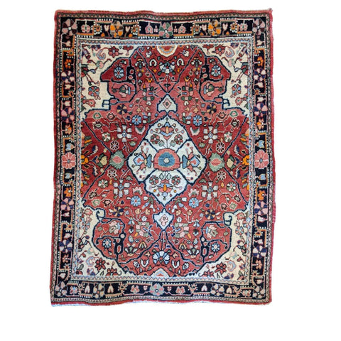 85 x 63 cm Old Persian Saruq Traditional Red Small Rug - Rugoutlet
