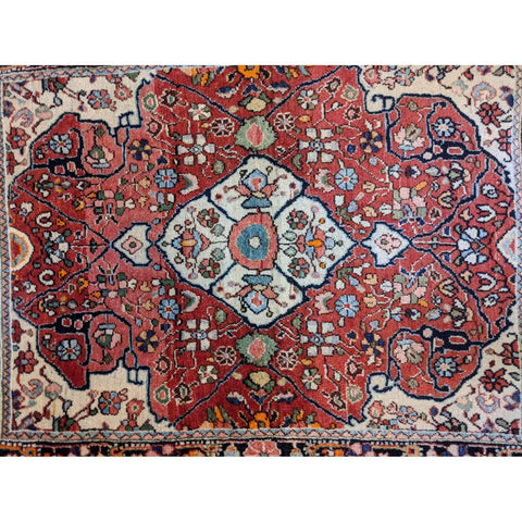 85 x 63 cm Old Persian Saruq Traditional Red Small Rug - Rugoutlet