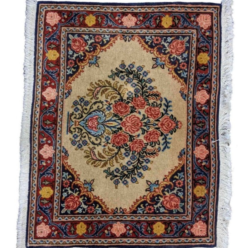 85 x 67 cm Persian kashan Traditional Magenta Small Rug - Rugoutlet