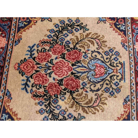 85 x 67 cm Persian kashan Traditional Magenta Small Rug - Rugmaster