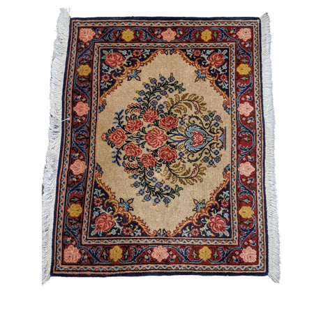 85 x 67 cm Persian kashan Traditional Magenta Small Rug - Rugmaster