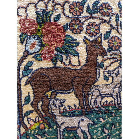 86 x 68 cm Persian Qum Traditional Yellow Small Rug - Rugoutlet