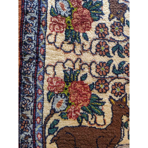 86 x 68 cm Persian Qum Traditional Yellow Small Rug - Rugoutlet