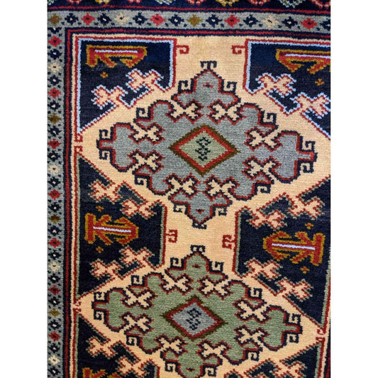 87 x 63 cm Persian Baluch Traditional Blue Small Rug - Rugmaster