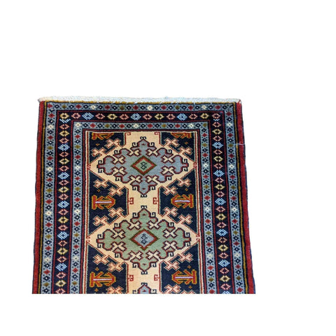 87 x 63 cm Persian Baluch Traditional Blue Small Rug - Rugoutlet