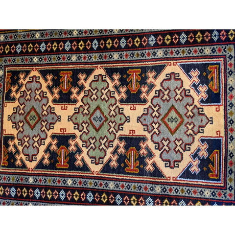 87 x 63 cm Persian Baluch Traditional Blue Small Rug - Rugoutlet