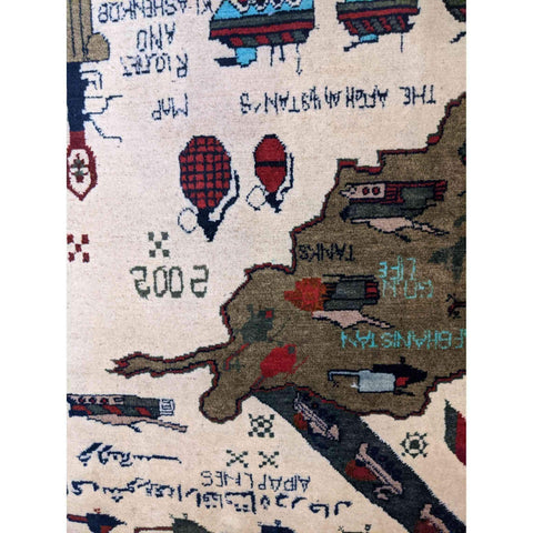 89 x 62 cm Afghan War Design Tribal Grey Small Rug - Rugoutlet