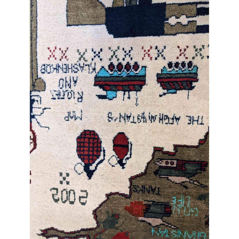 89 x 62 cm Afghan War Design Tribal Grey Small Rug - Rugoutlet
