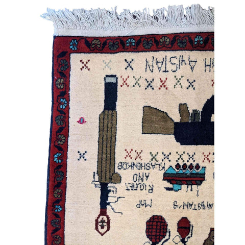 89 x 62 cm Afghan War Design Tribal Grey Small Rug - Rugoutlet