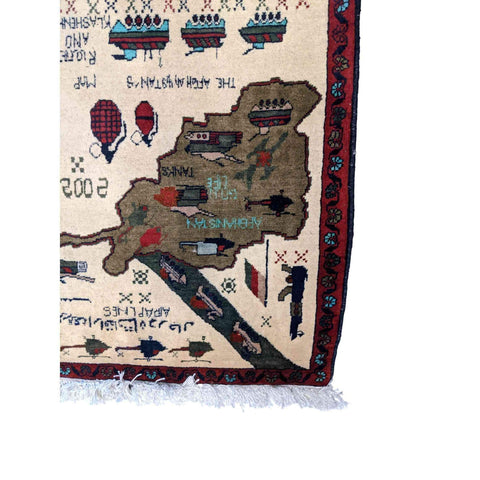 89 x 62 cm Afghan War Design Tribal Grey Small Rug - Rugoutlet
