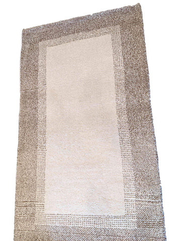 90 x 150 cm White Grey Handmade Natural Dye Small Rug - Rugoutlet