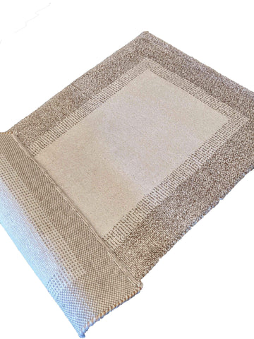 90 x 150 cm White Grey Handmade Natural Dye Small Rug - Rugoutlet