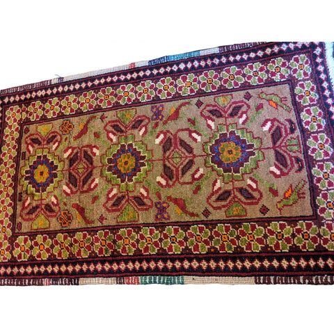 90 x 50 cm Persian Baluch Geometric Yellow Small Rug - Rugoutlet