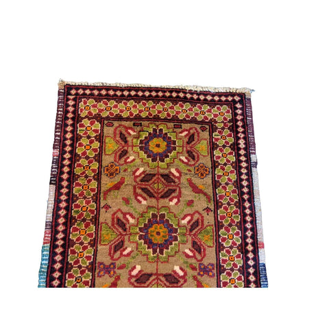 90 x 50 cm Persian Baluch Geometric Yellow Small Rug - Rugmaster