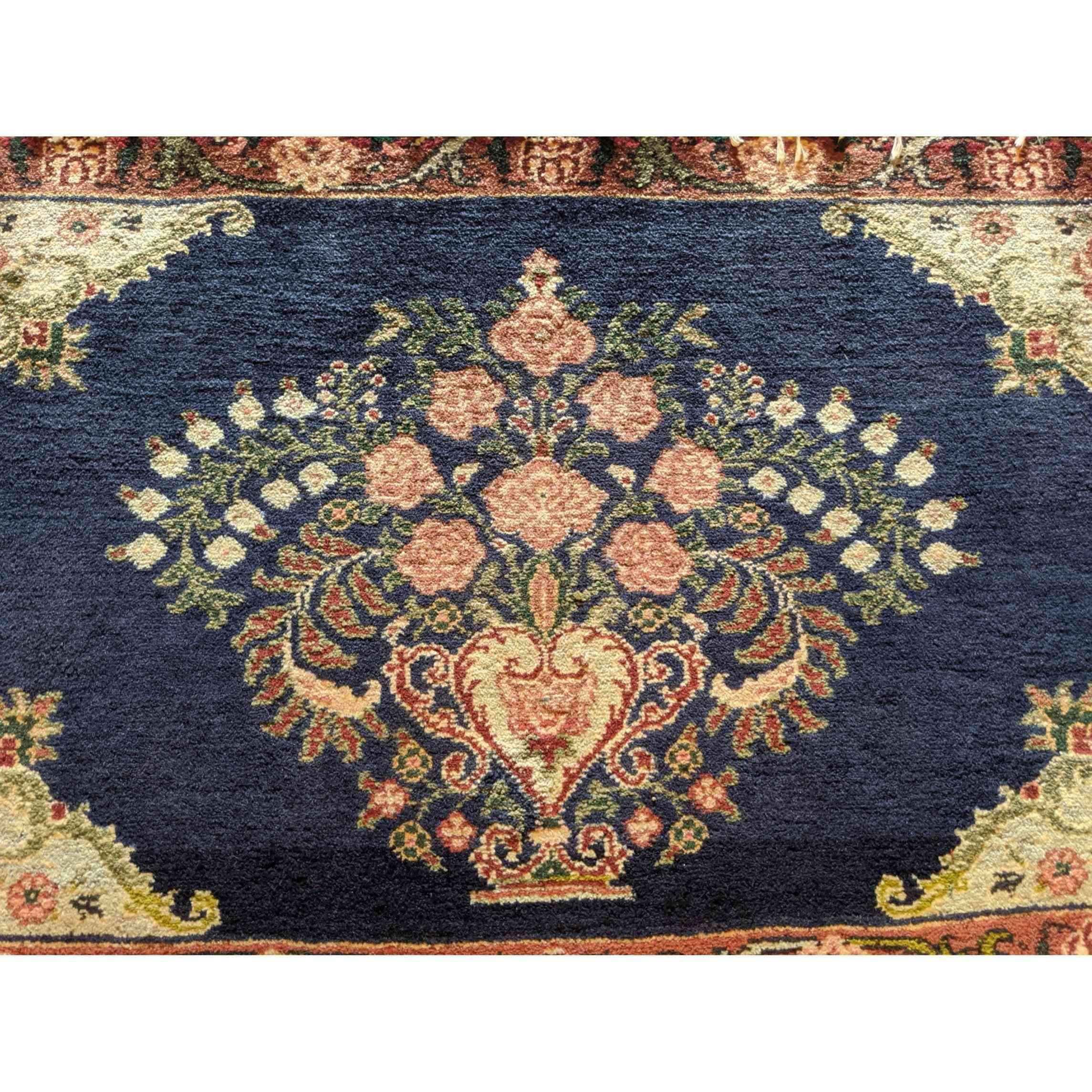 90 x 60 cm kashan Traditional Blue Rug - Rugmaster