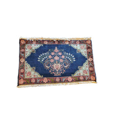 90 x 60 cm kashan Traditional Blue Rug - Rugoutlet