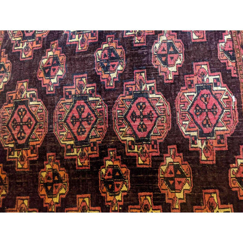 90 x 60 cm Old Turkaman Tribal Red Small Rug - Rugoutlet