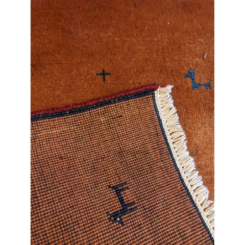 90 x 60 cm Persian Gabbeh Tribal Brown Rug - Rugoutlet