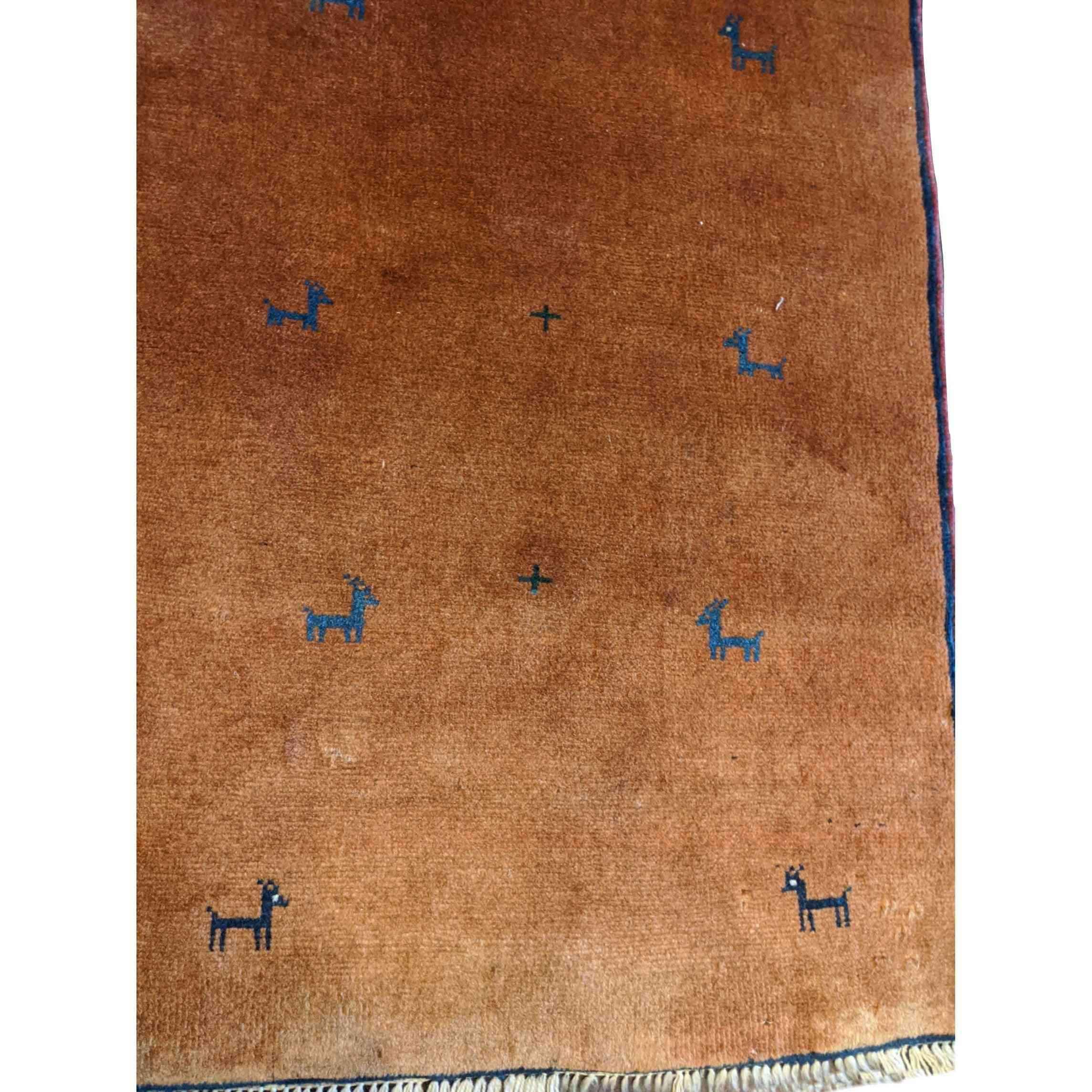 90 x 60 cm Persian Gabbeh Tribal Brown Rug - Rugmaster