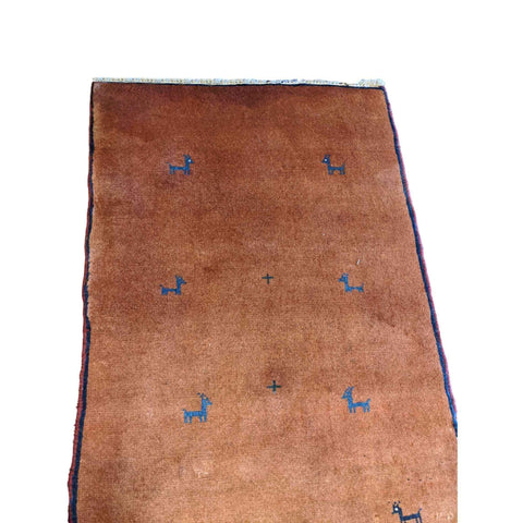 90 x 60 cm Persian Gabbeh Tribal Brown Rug - Rugoutlet
