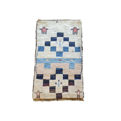 90 x 60 cm Persian Gabbeh Tribal White Rug - Rugoutlet