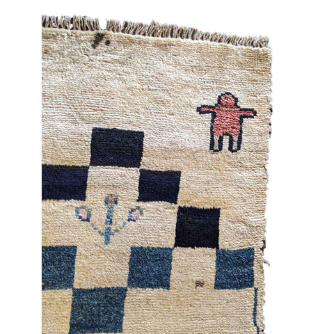 90 x 60 cm Persian Gabbeh Tribal White Rug - Rugoutlet