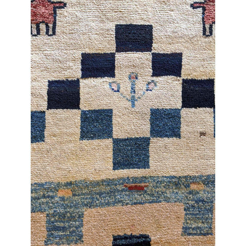 90 x 60 cm Persian Gabbeh Tribal White Rug - Rugoutlet
